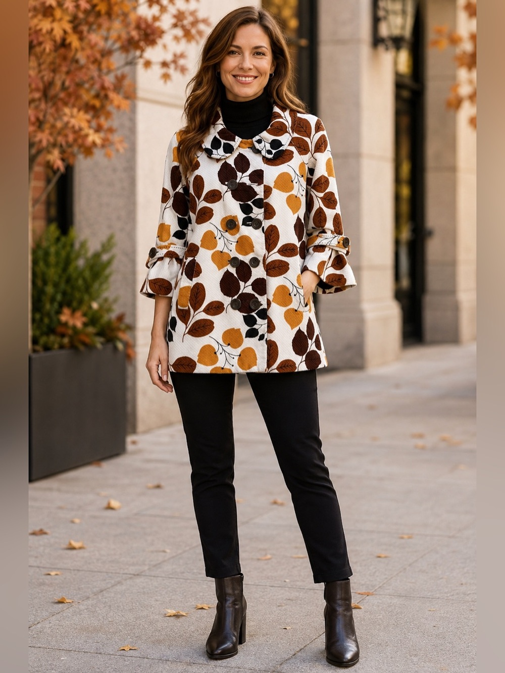 Anthropologie Elevenses Changing Colors Leaf Swing Coat | 2